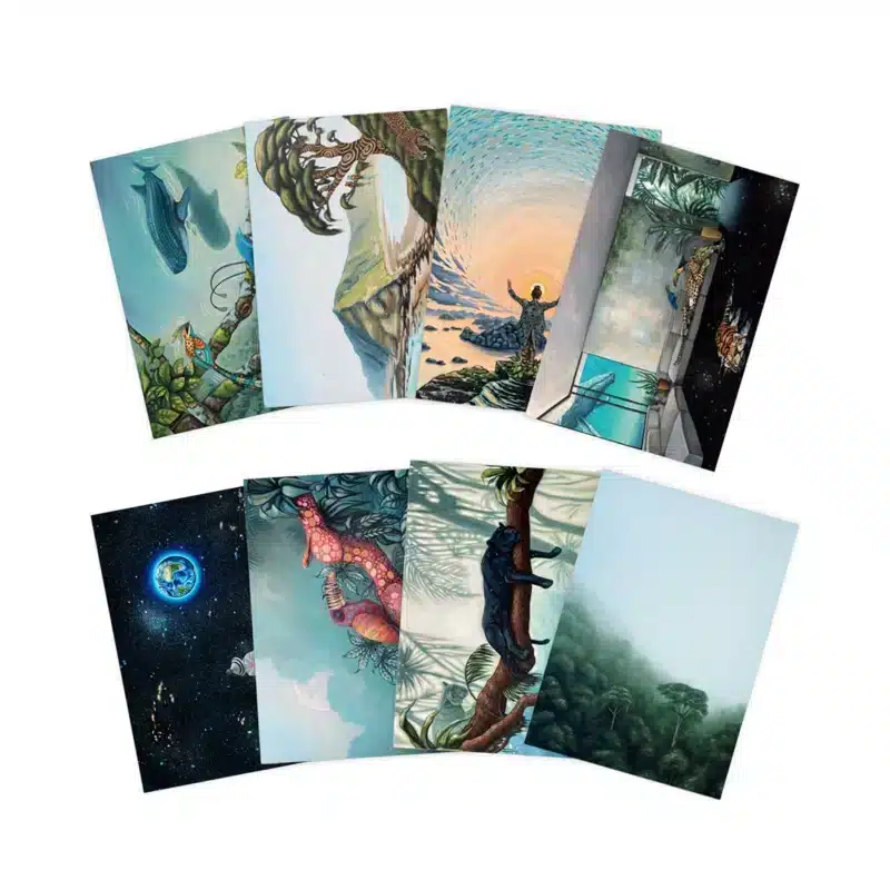 Postcards featuring artwork by Ingrid Nuss Fine Art Gallery Wilderness Garden Route South Africa
