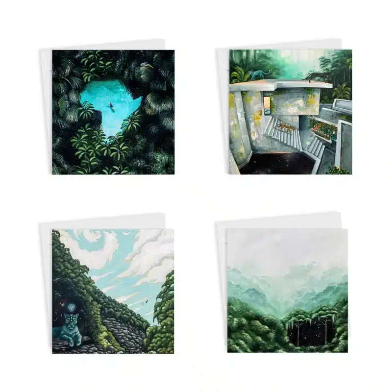 Greeting card set featuring artwork by Ingrid Nuss Fine Art Gallery Wilderness Garden Route South Africa